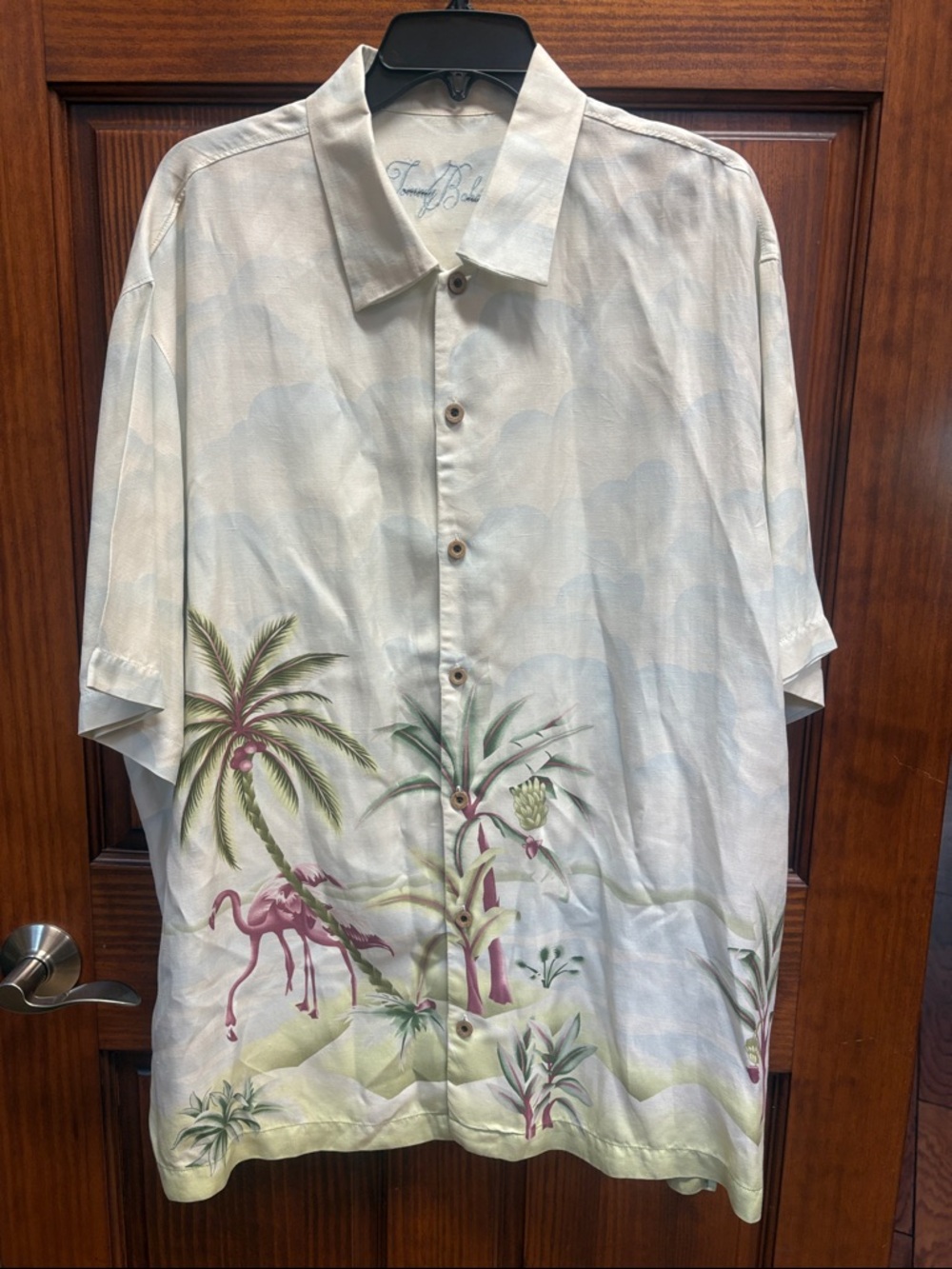 Tommy Bahama Off White Tropical Flamingo Button-Down Shirt
